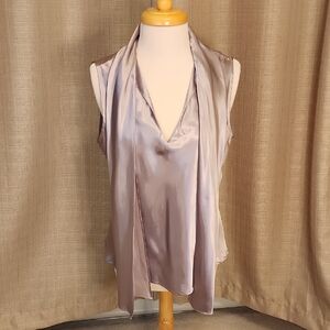 Black Label by Evan Picone Satin Champagne Sleeveless Blouse